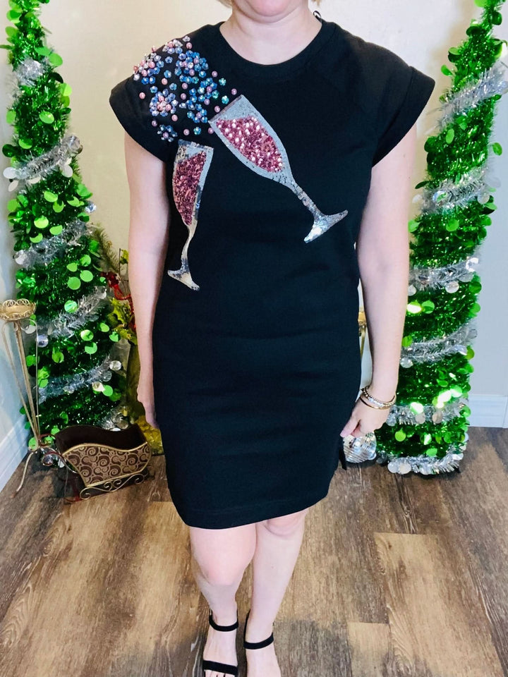 Sequined & Beaded Champagne Glass Dress - Lolo Viv Boutique