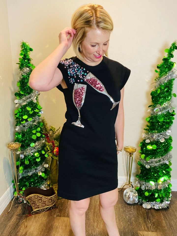 Sequined & Beaded Champagne Glass Dress - Lolo Viv Boutique