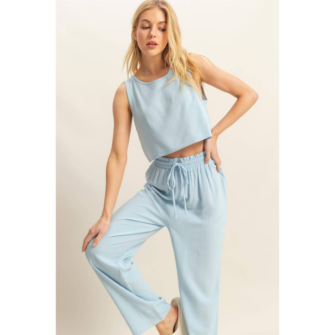 Sleeveless Matching Set with Cropped Back - Lolo Viv Boutique