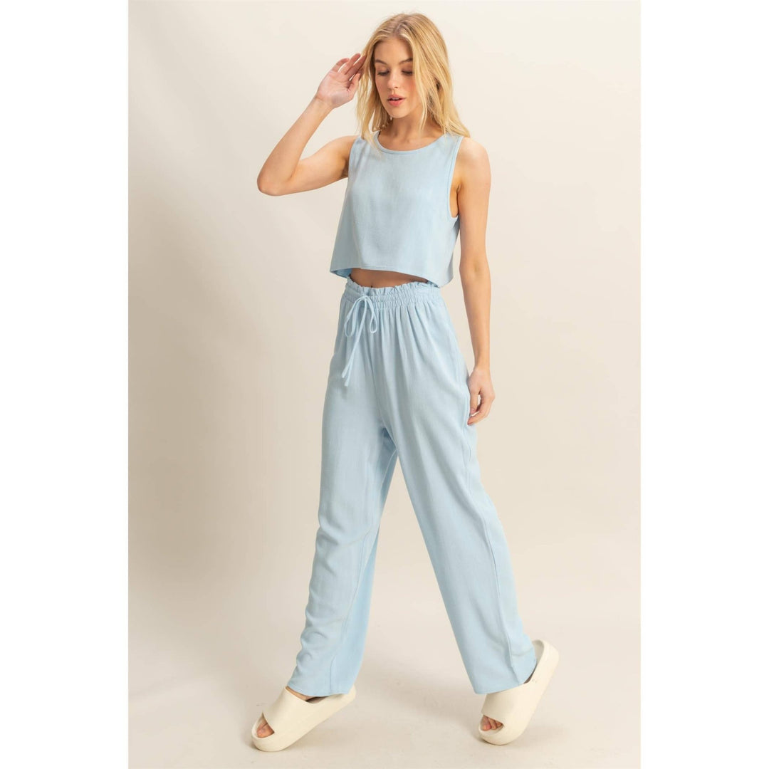 Sleeveless Matching Set with Cropped Back - Lolo Viv Boutique