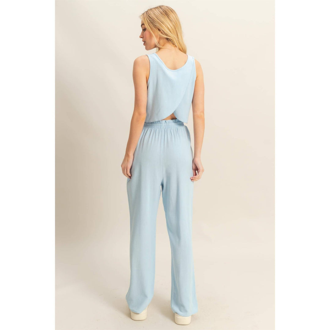 Sleeveless Matching Set with Cropped Back - Lolo Viv Boutique