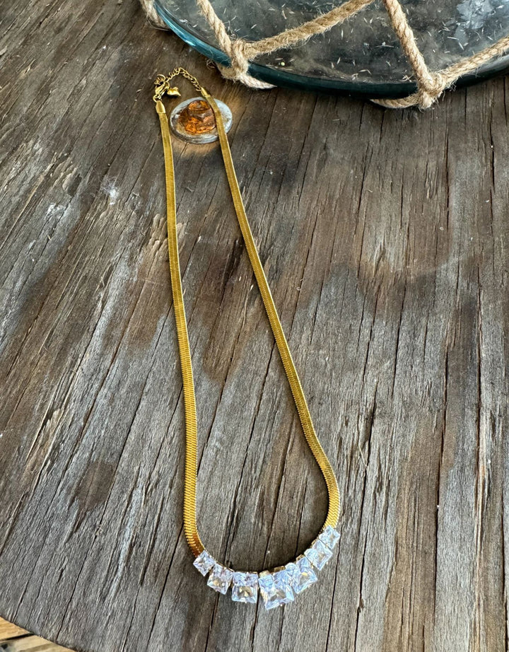 Diamond Drop Snake Chain Necklace