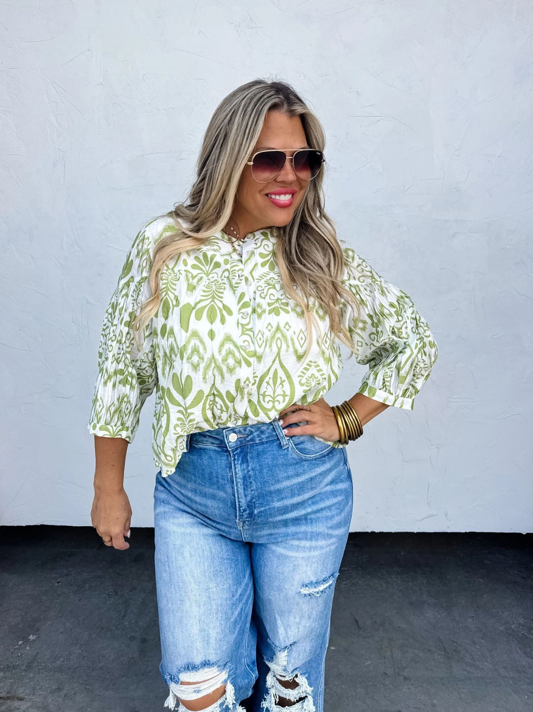 Spring Meadow Balloon Sleeve Top - Lolo Viv Boutique