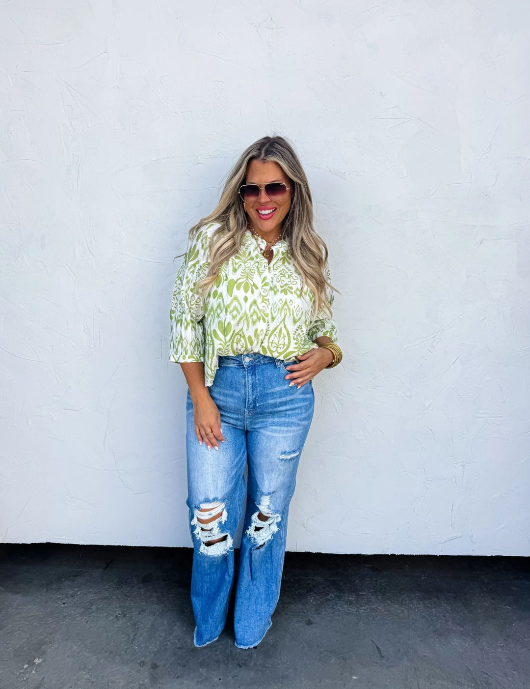 Spring Meadow Balloon Sleeve Top - Lolo Viv Boutique