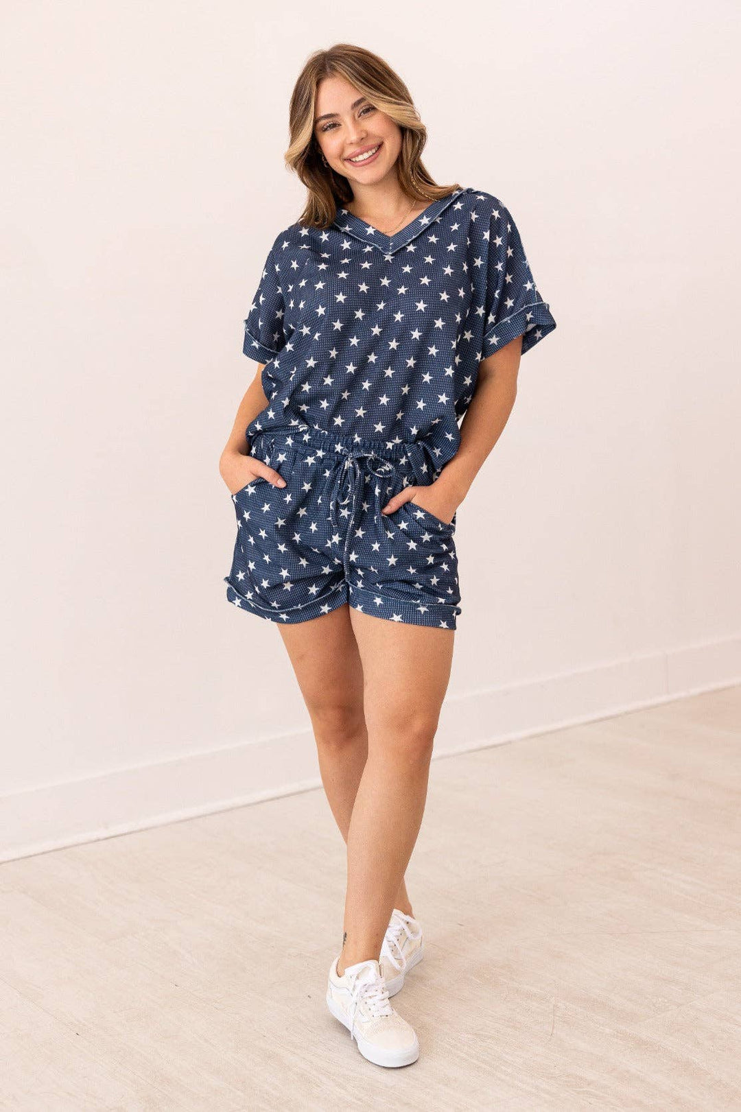 Starry Skies Waffle Knit Lounge Set - Reg & Curvy - Lolo Viv Boutique