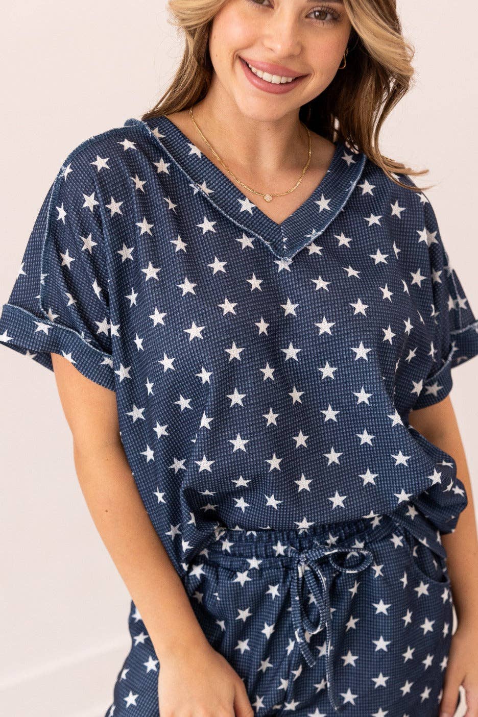 Starry Skies Waffle Knit Lounge Set - Reg & Curvy - Lolo Viv Boutique