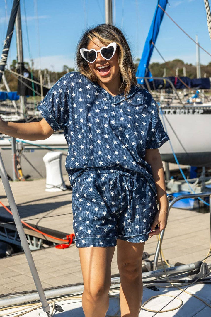 Starry Skies Waffle Knit Lounge Set - Reg & Curvy - Lolo Viv Boutique