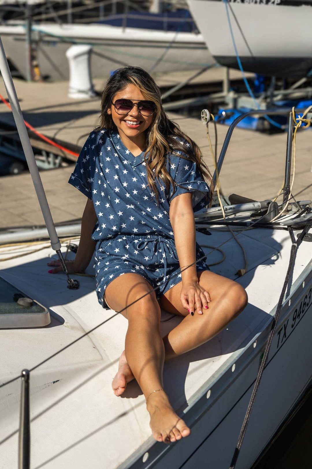 Starry Skies Waffle Knit Lounge Set - Reg & Curvy - Lolo Viv Boutique