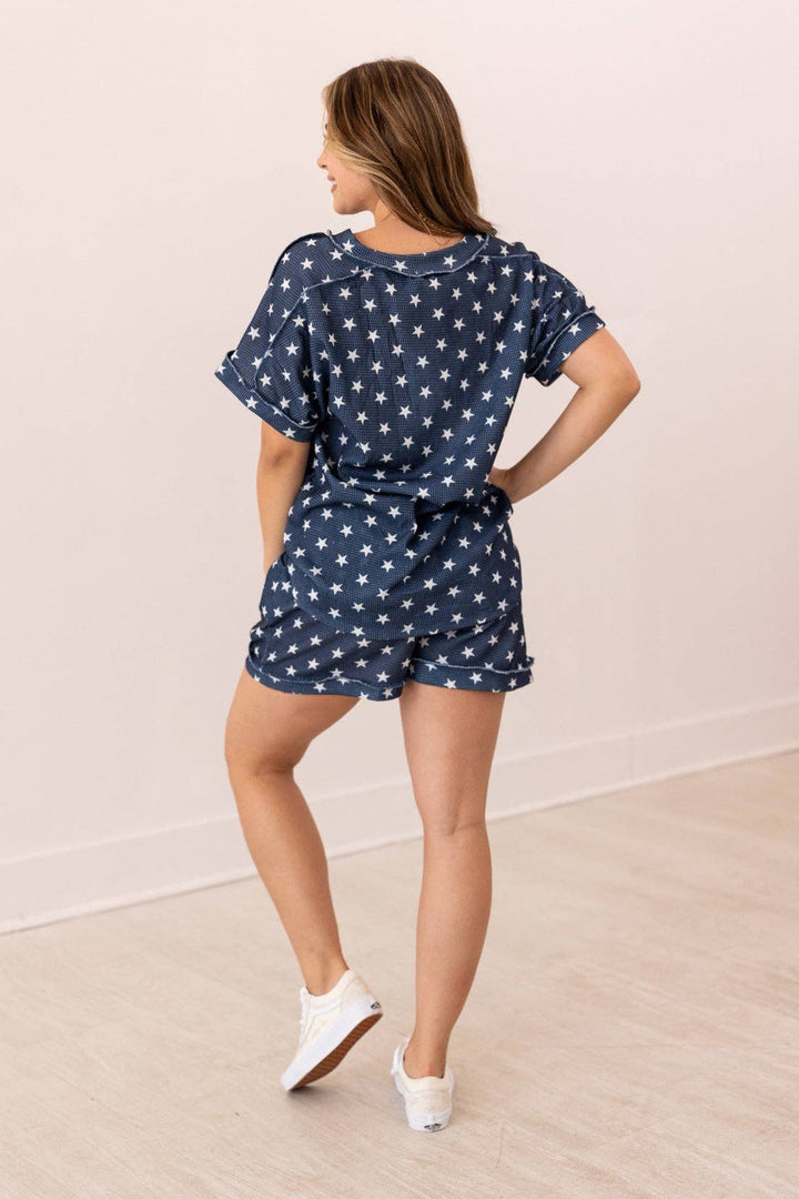 Starry Skies Waffle Knit Lounge Set - Reg & Curvy - Lolo Viv Boutique