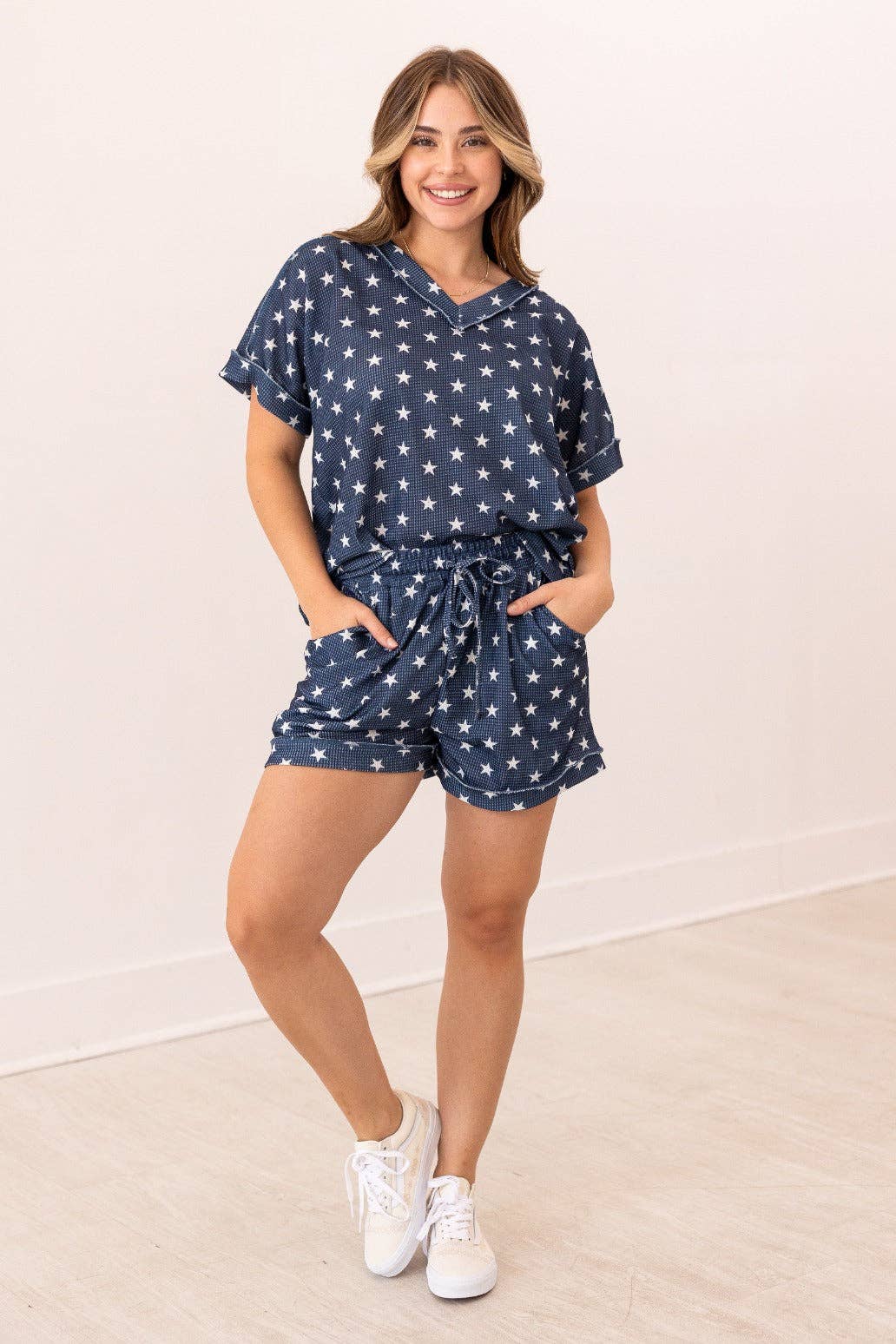 Starry Skies Waffle Knit Lounge Set - Reg & Curvy - Lolo Viv Boutique