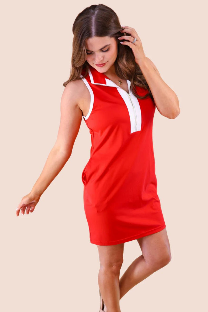 Sunny Stroll Zip Dress in Red - Reg & Curvy - Lolo Viv Boutique