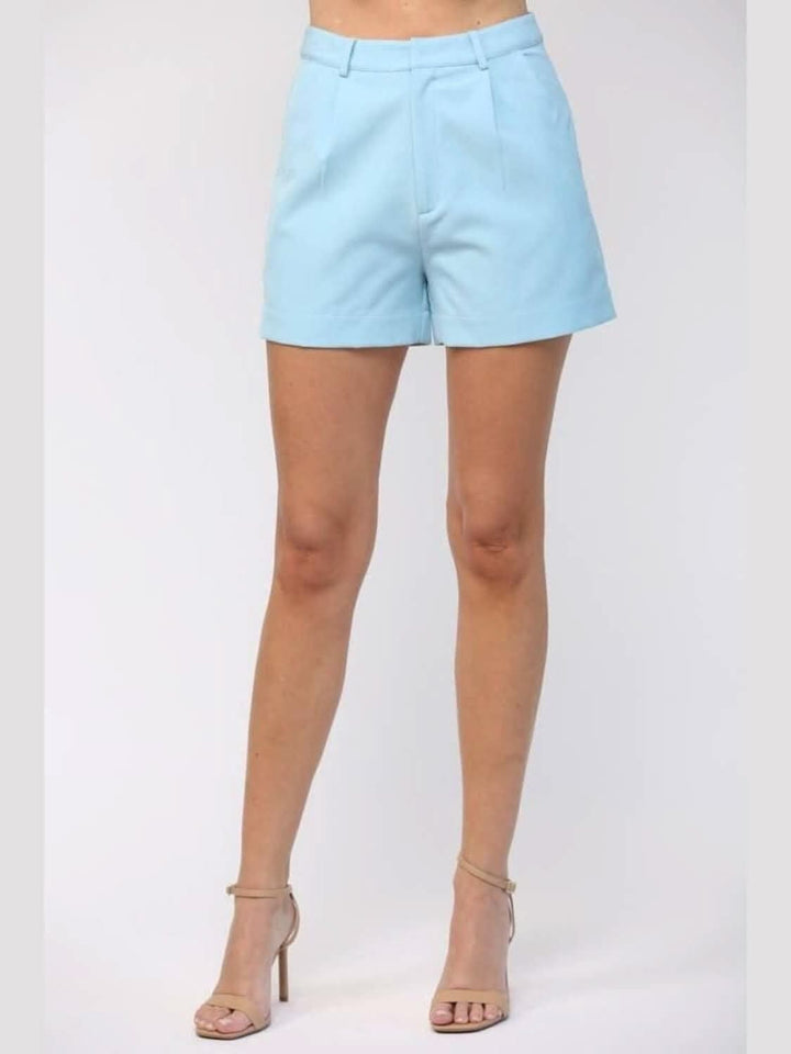 Tailored Sky Blue Shorts with Side Pockets - Lolo Viv Boutique