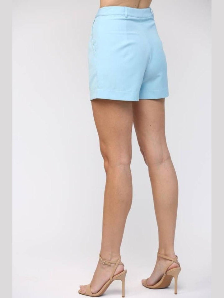 Tailored Sky Blue Shorts with Side Pockets - Lolo Viv Boutique