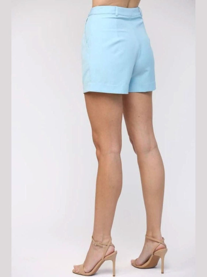 Tailored Sky Blue Shorts with Side Pockets - Lolo Viv Boutique