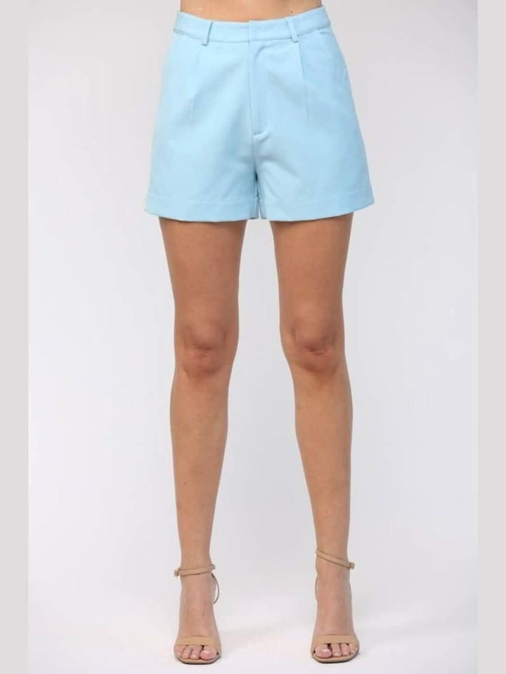 Tailored Sky Blue Shorts with Side Pockets - Lolo Viv Boutique