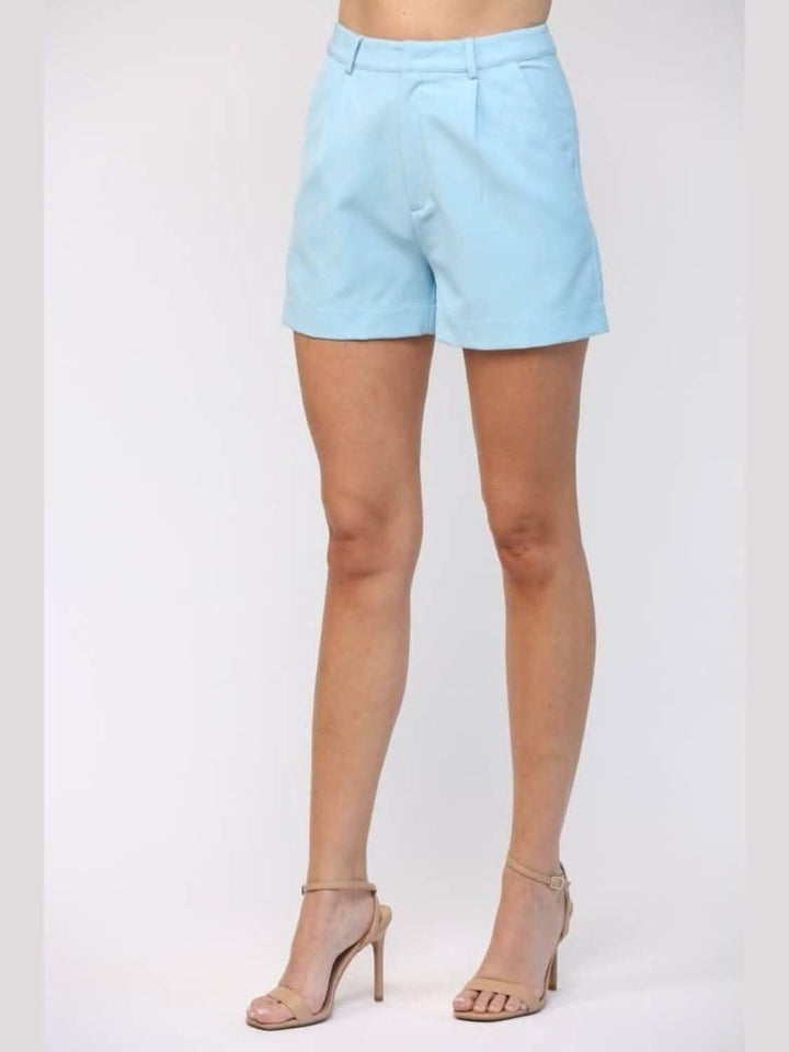 Tailored Sky Blue Shorts with Side Pockets - Lolo Viv Boutique