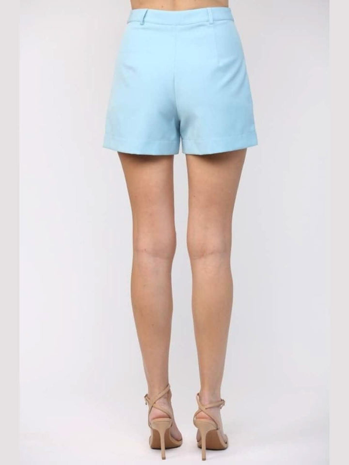 Tailored Sky Blue Shorts with Side Pockets - Lolo Viv Boutique