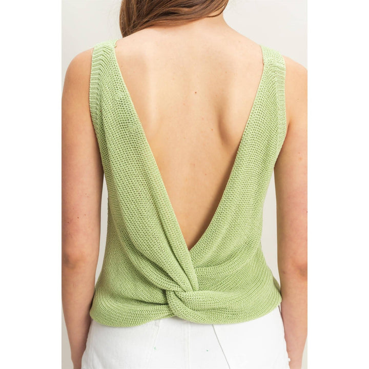 V - Neck Sleeveless Twist Back Knit Top in 2 Colors - Lolo Viv Boutique