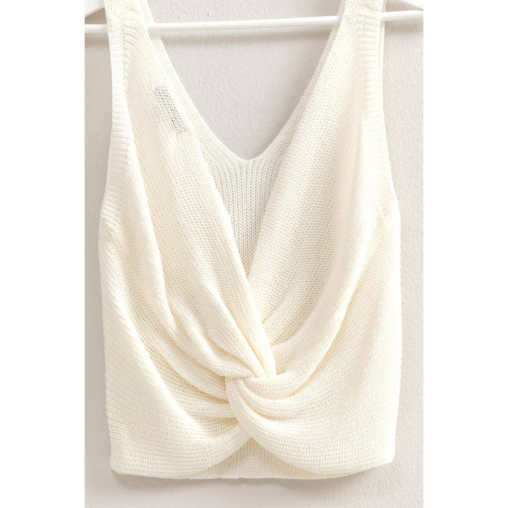 V - Neck Sleeveless Twist Back Knit Top in 2 Colors - Lolo Viv Boutique