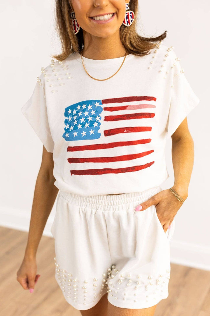 Watercolor American Flag Pearl Set - Reg & Curvy - Lolo Viv Boutique