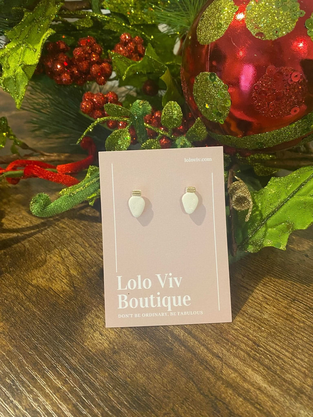 White Christmas Light Bulb Earrings - Lolo Viv Boutique