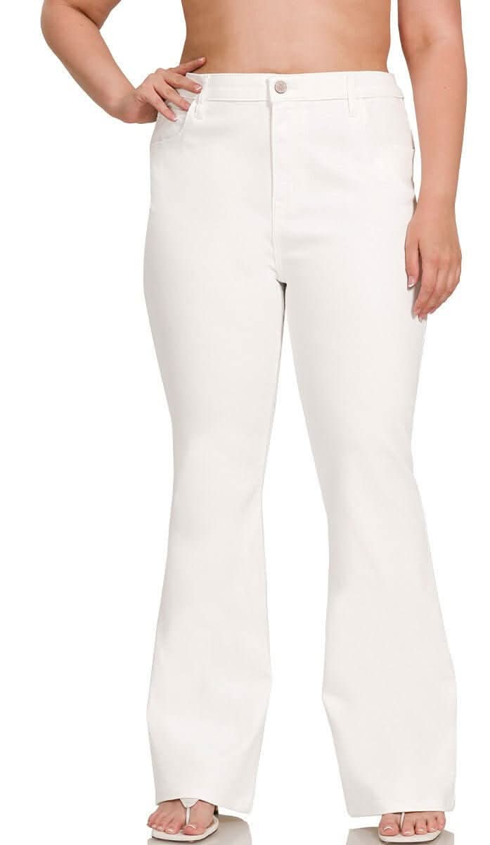 White Denim Bootcut Jeans Chic Flattering Fit