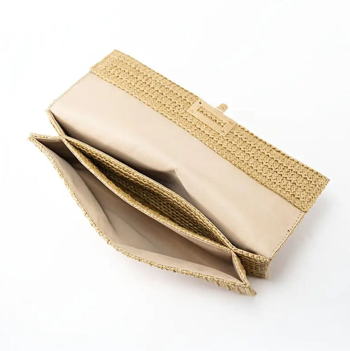 Women's Square Flap Straw Clutch Purse - Lolo Viv Boutique