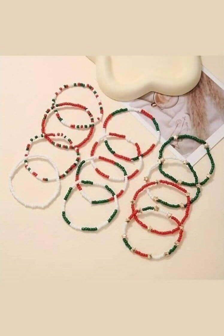 12 Piece Christmas Bracelet with Stars - Lolo Viv Boutique