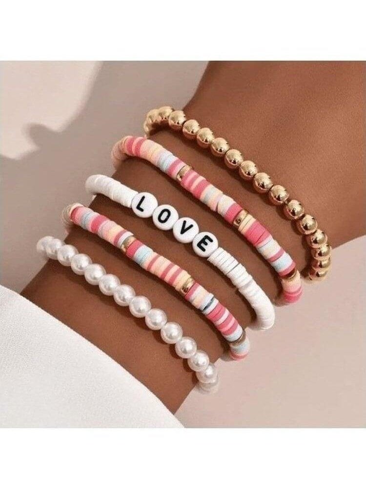 5 Piece Soft Beaded Love Bracelet - Lolo Viv Boutique