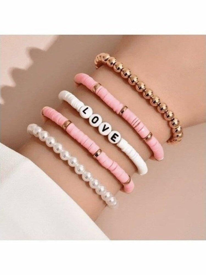 5 Piece Soft Beaded Love Bracelet - Lolo Viv Boutique