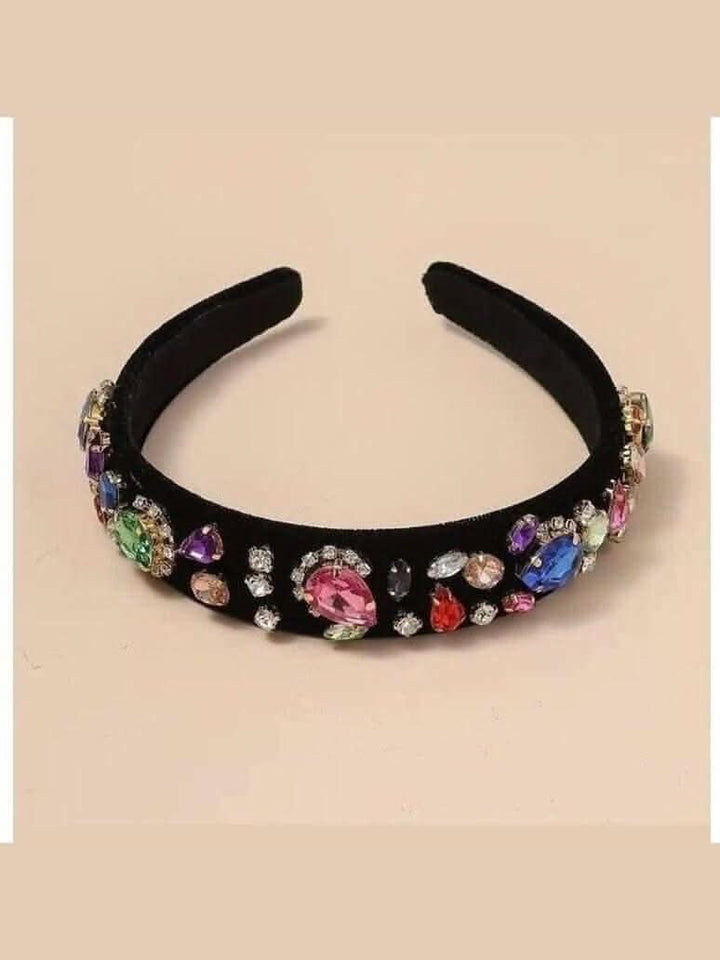 Baroque Black Velvet Rhinestone Headband - Lolo Viv Boutique