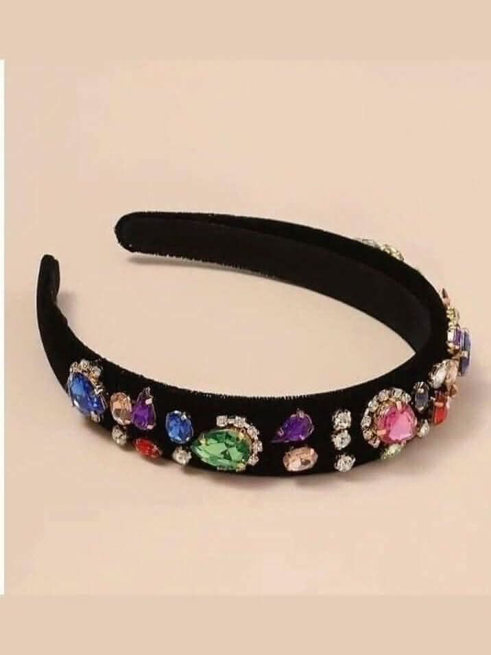 Baroque Black Velvet Rhinestone Headband - Lolo Viv Boutique