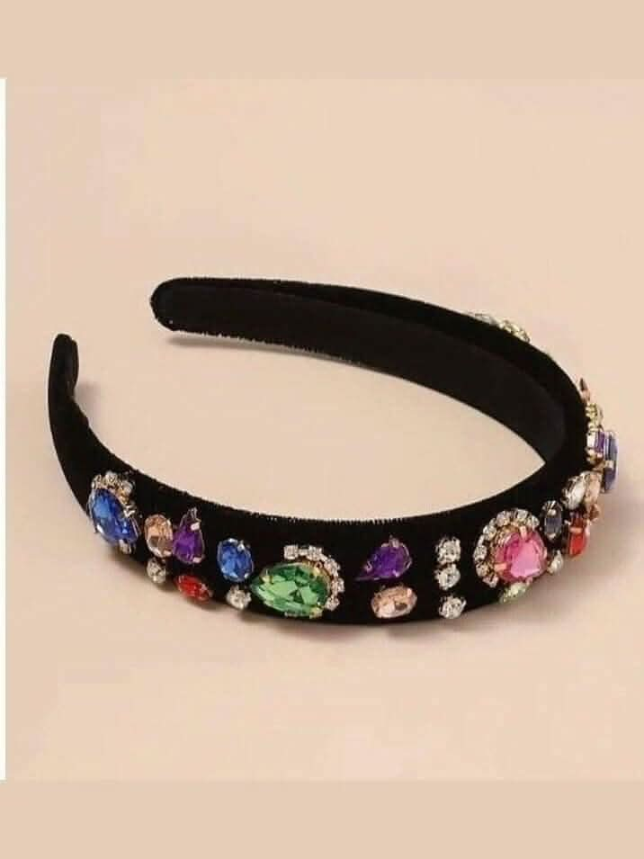 Baroque Black Velvet Rhinestone Headband