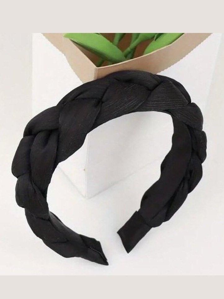 Black Satin Braided Headband - Lolo Viv Boutique