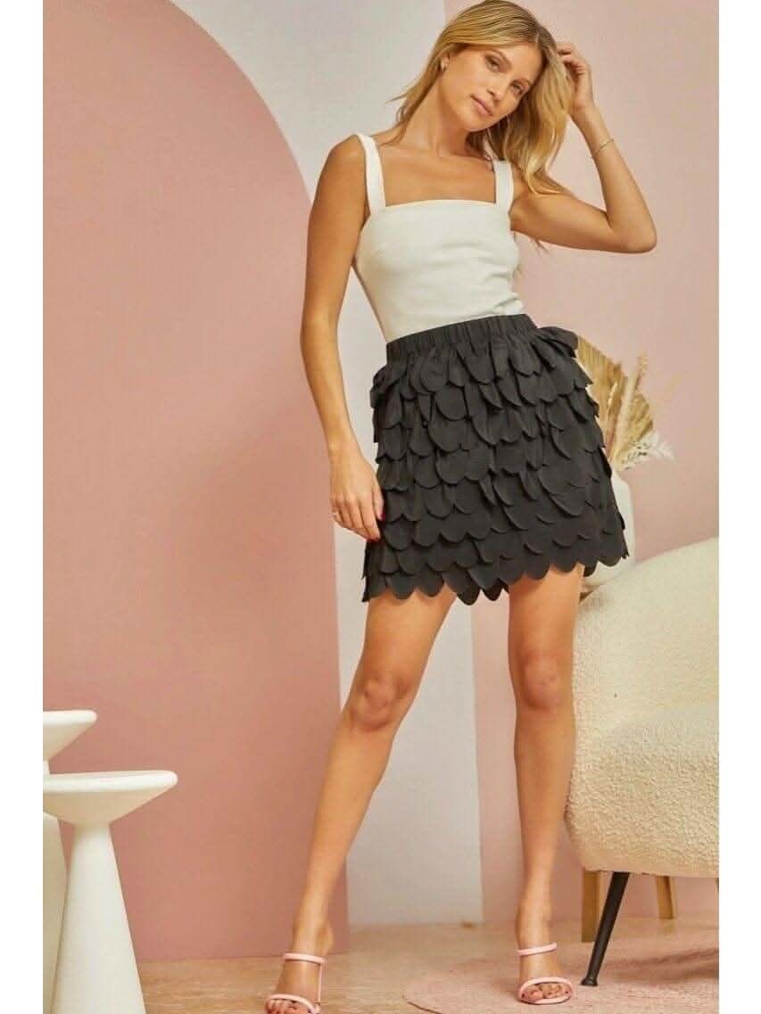 Black Scalloped Tiered Skirt - Lolo Viv Boutique