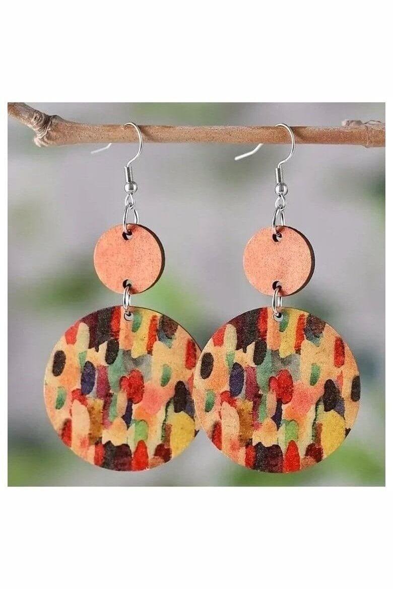 Boho Multicolor Wooden Earrings - Lolo Viv Boutique