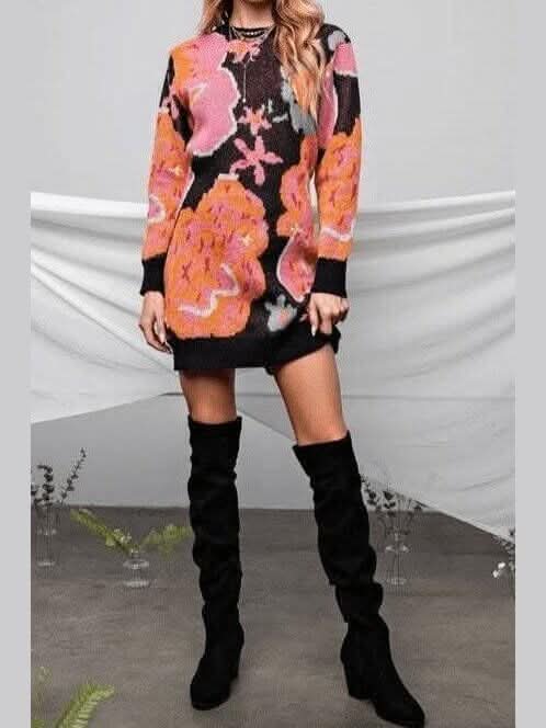 Bright Garden Sweater Dress