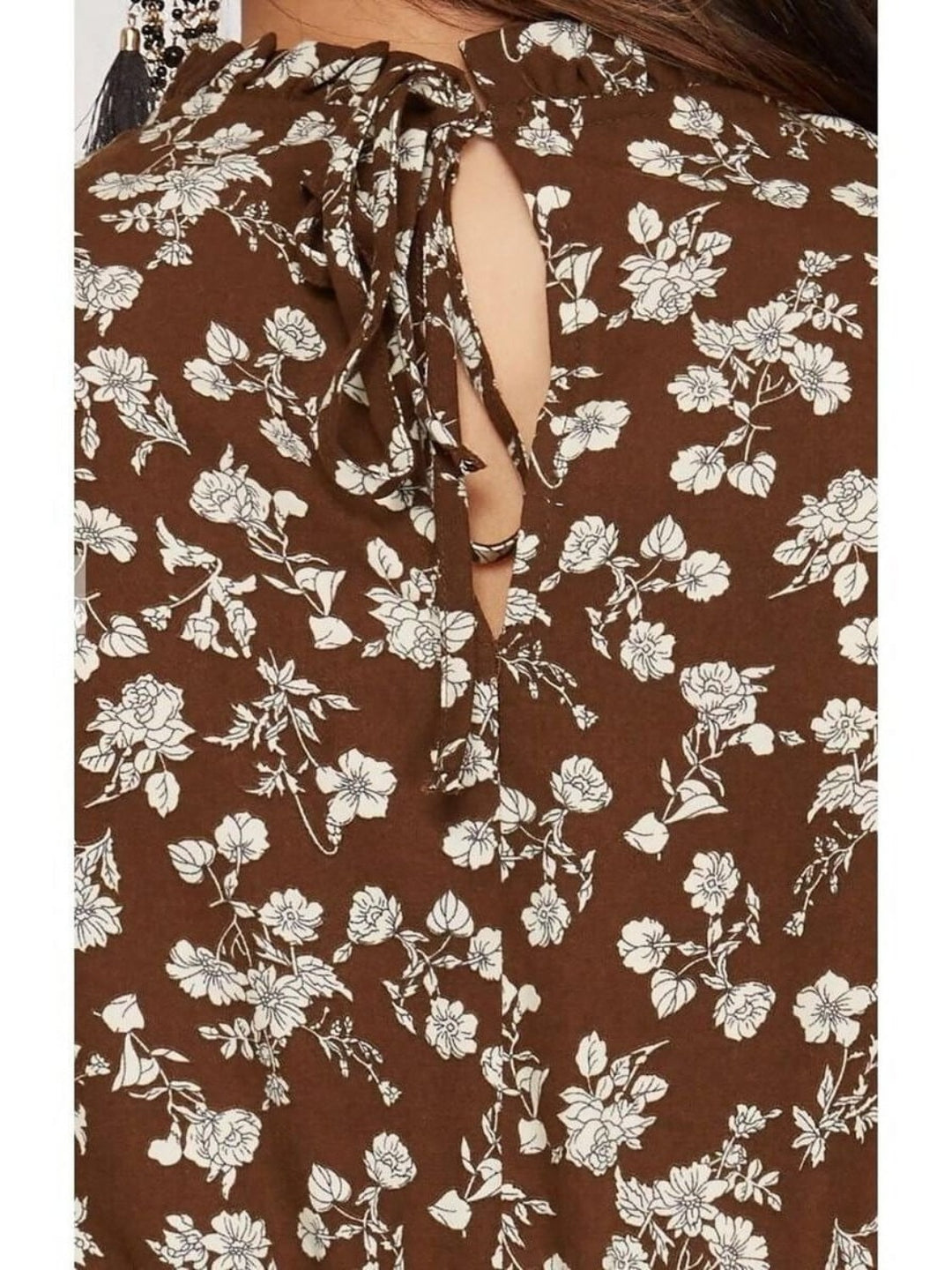 Brown and Cream Floral Dress - Lolo Viv Boutique