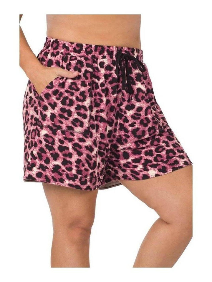 Brushed Leopard Drawstring Waist Shorts - Lolo Viv Boutique