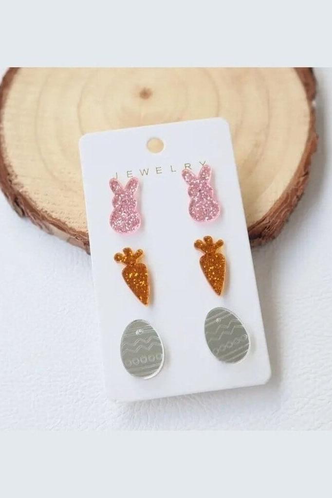 Bunny, Carrot and Easter Egg Stud Earrings