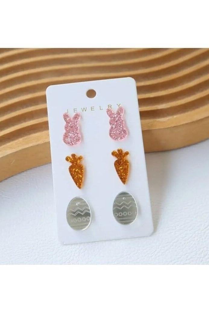 Bunny, Carrot and Easter Egg Stud Earrings - Lolo Viv Boutique