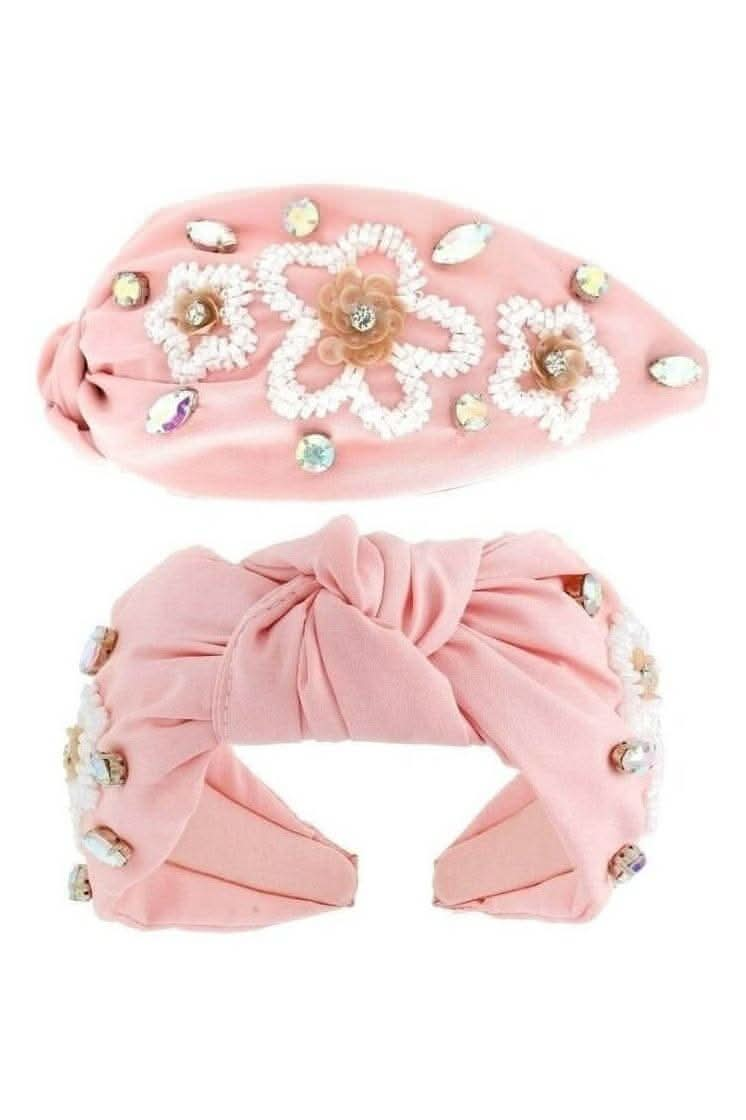 Floral Beaded Jeweled Embellished Headband - 2 Colors