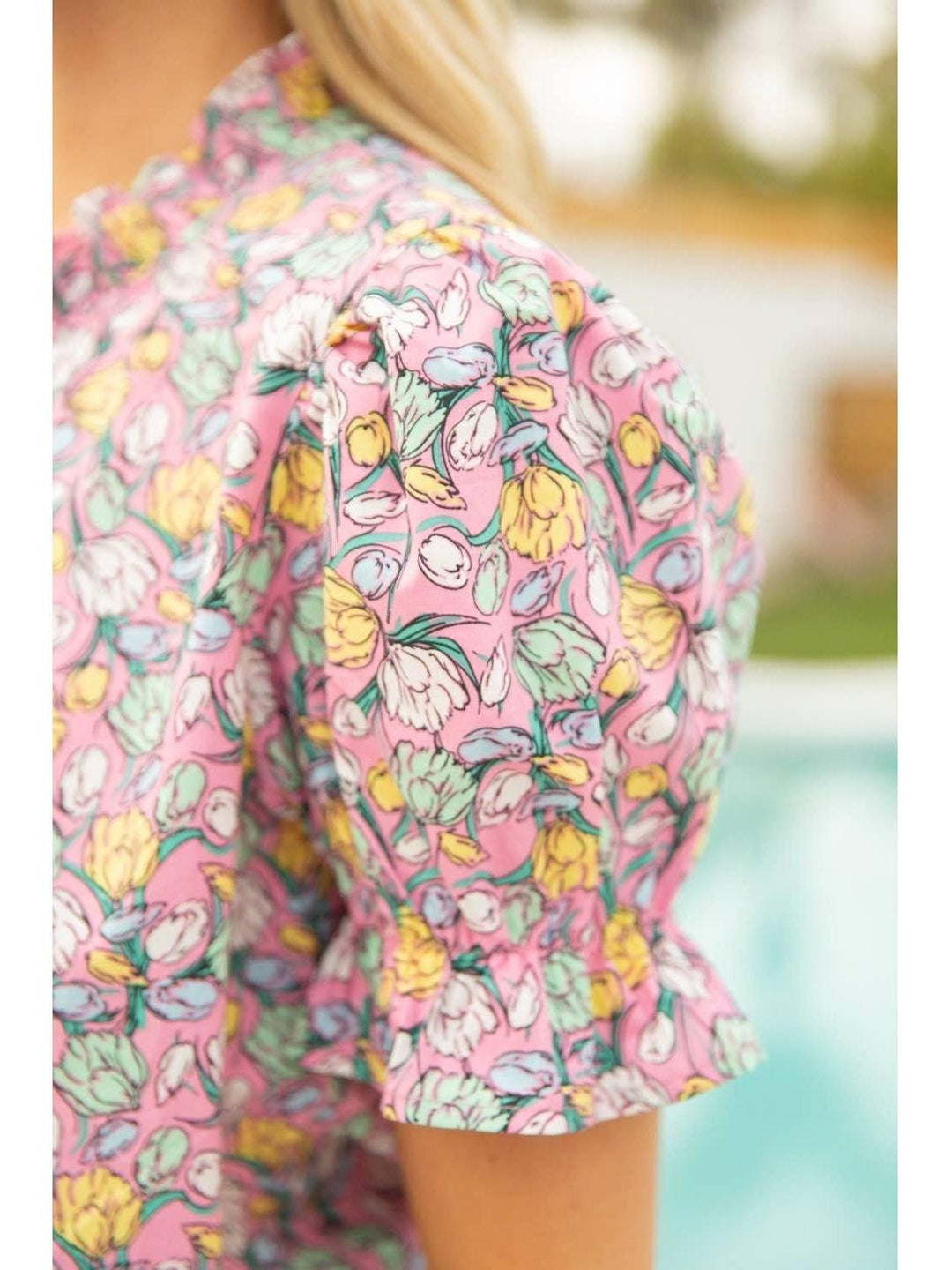 Floral Ruffle Cotton Short Sleeve Top - Lolo Viv Boutique