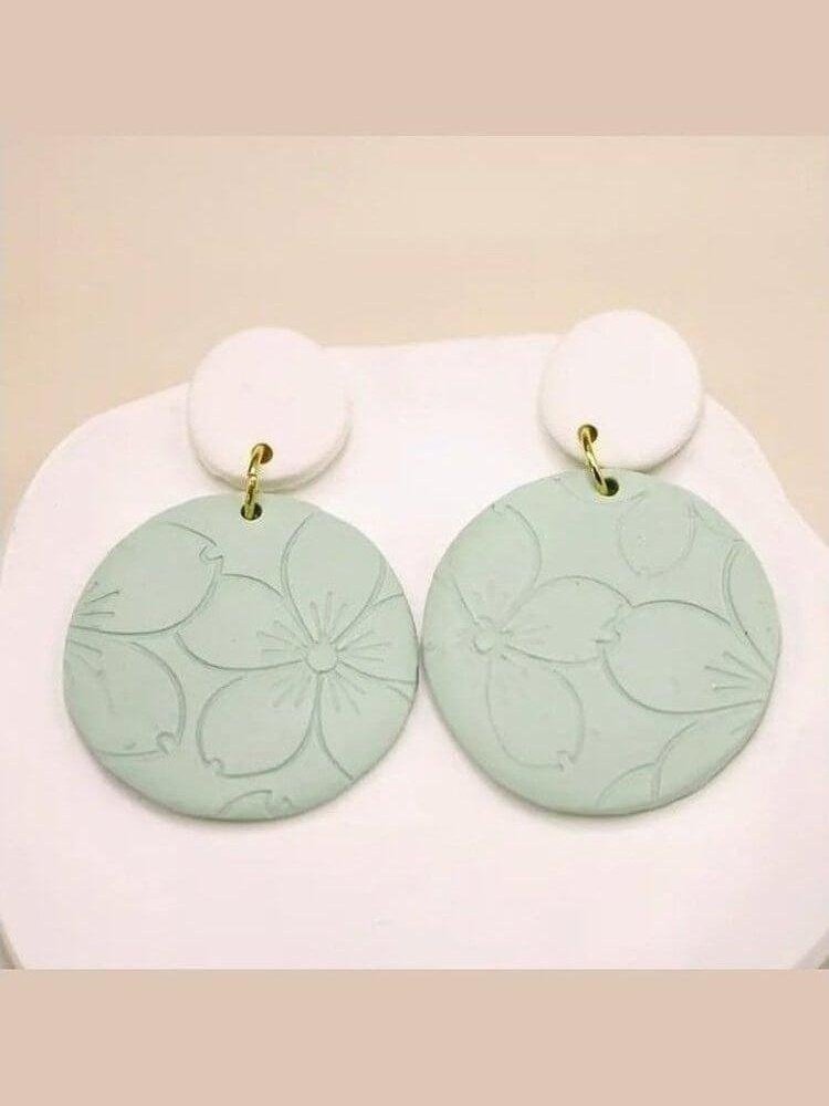 Green Floral Dangle Earrings - Lolo Viv Boutique