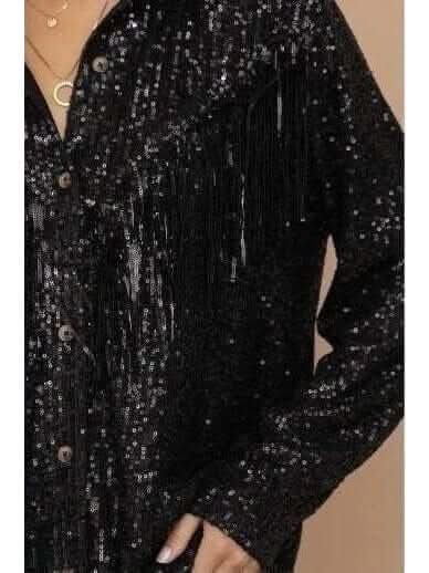 Holiday Sequined Fringe Top - Lolo Viv Boutique