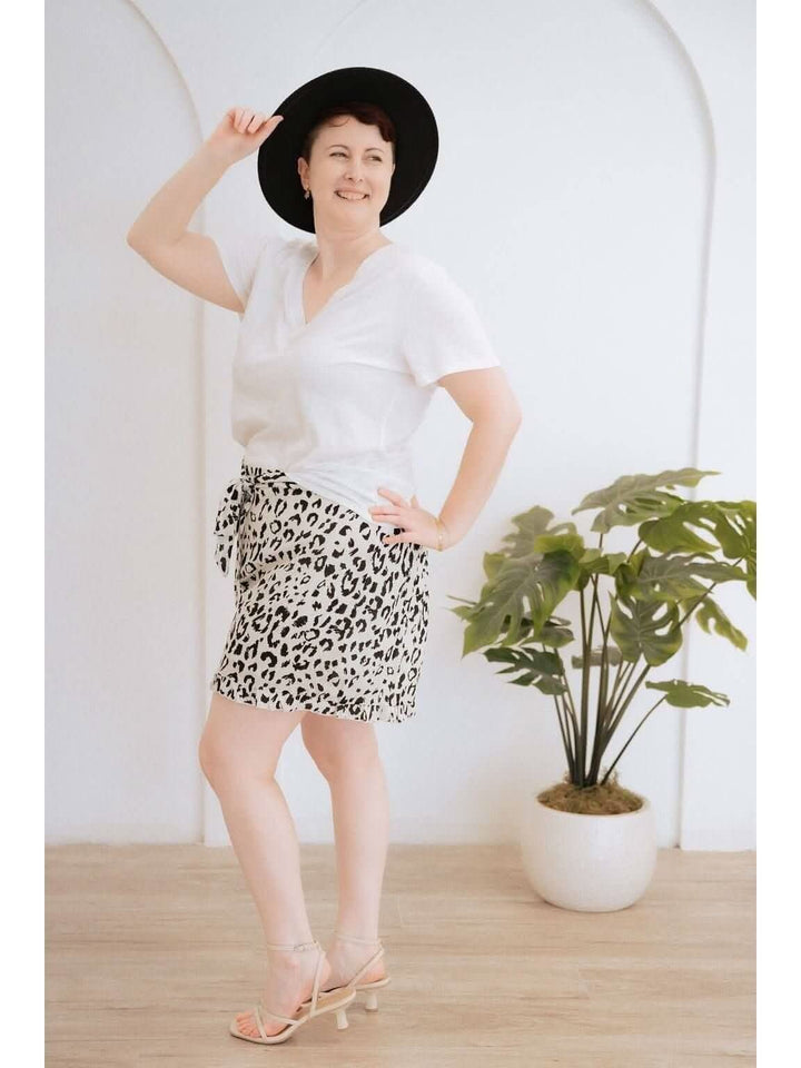 Leopard Ruffle Shorts with Tie Waist - Curvy