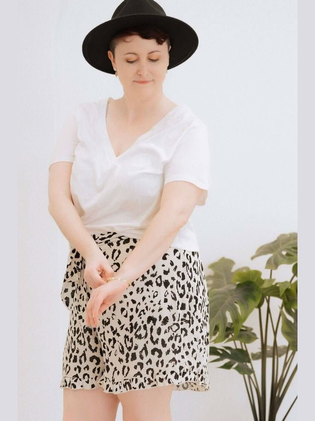 Leopard Ruffle Shorts with Tie Waist - Curvy - Lolo Viv Boutique