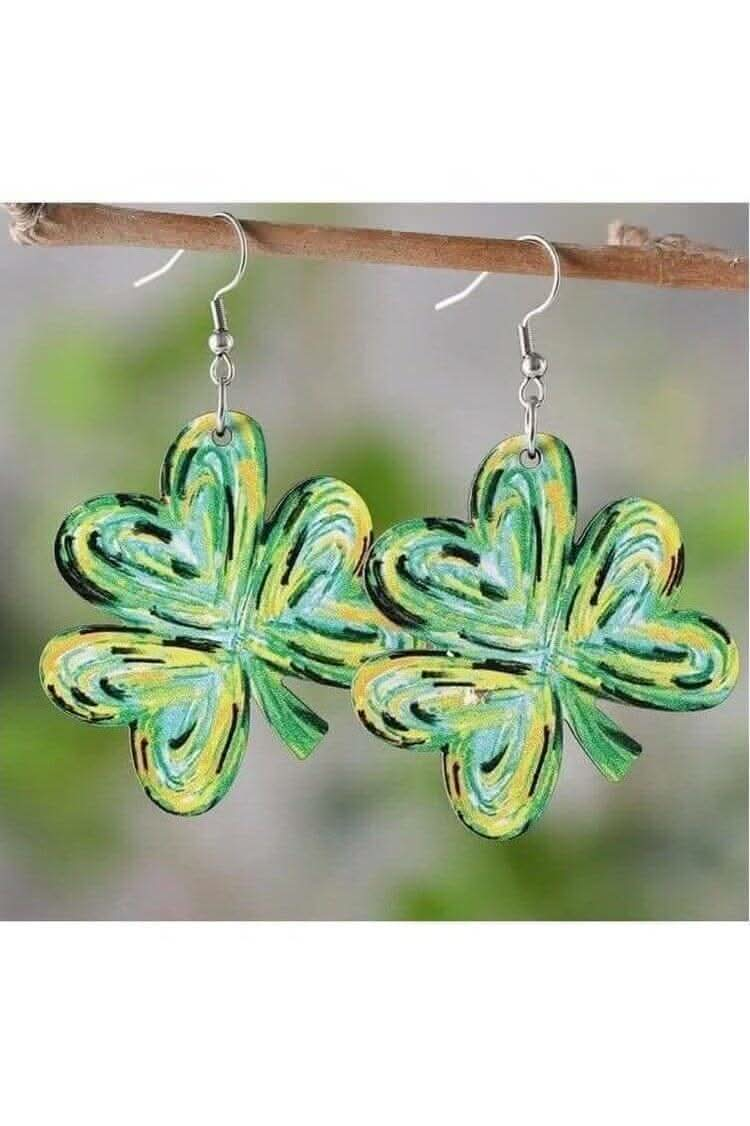 Lucky Shamrock Wooden Dangle Earrings