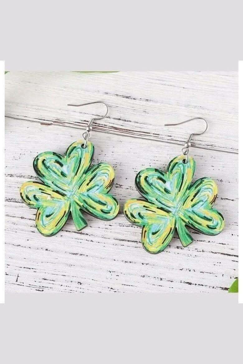 Lucky Shamrock Wooden Dangle Earrings