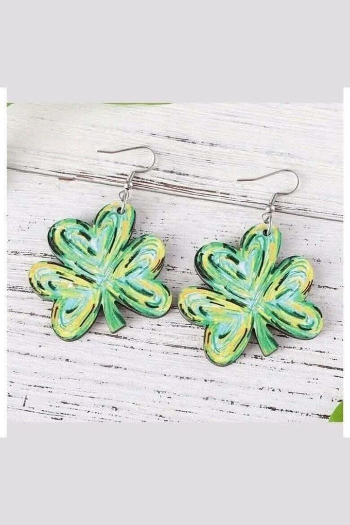 Lucky Shamrock Wooden Dangle Earrings - Lolo Viv Boutique